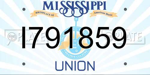 I791859 Mississippi License Plate