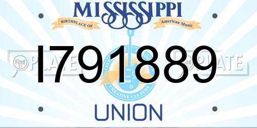 I791889 Mississippi License Plate
