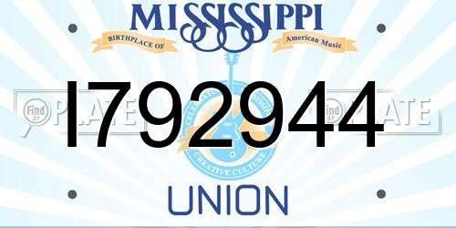 I792944 Mississippi License Plate