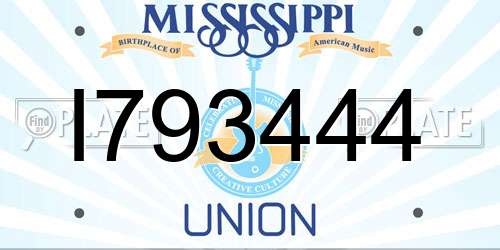 I793444 Mississippi License Plate