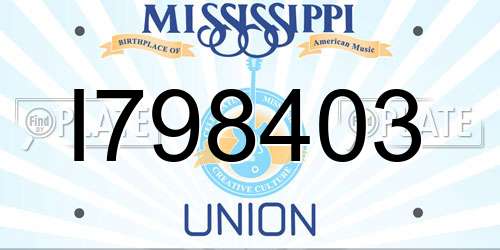 I798403 Mississippi License Plate