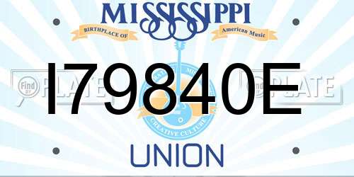 I79840E Mississippi License Plate