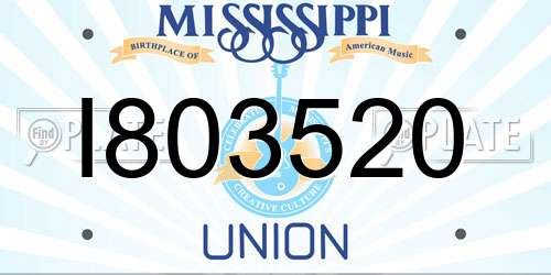 I803520 Mississippi License Plate