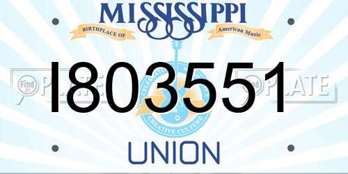 I803551 Mississippi License Plate