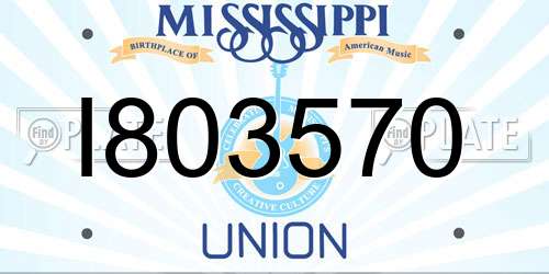 I803570 Mississippi License Plate