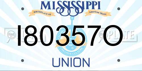 I80357O Mississippi License Plate