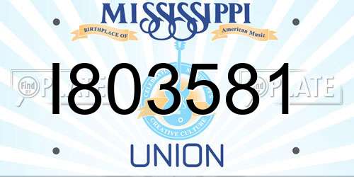 I803581 Mississippi License Plate