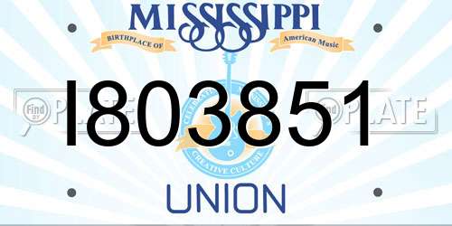 I803851 Mississippi License Plate
