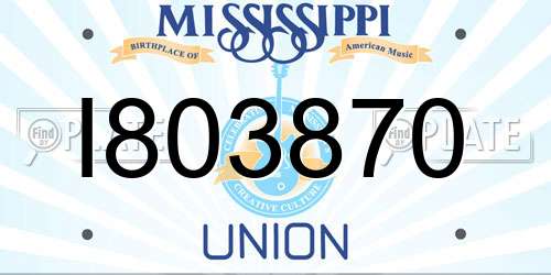I803870 Mississippi License Plate