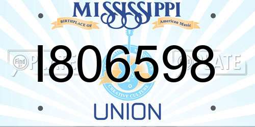 I806598 Mississippi License Plate