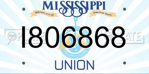 I806868 Mississippi License Plate