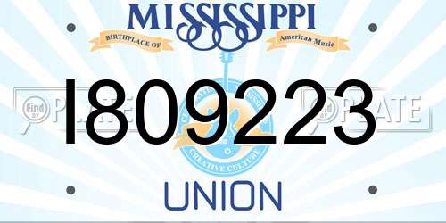 I809223 Mississippi License Plate