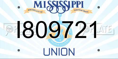 I809721 Mississippi License Plate