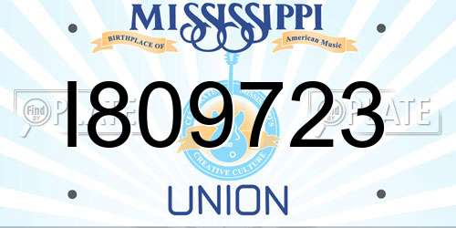 I809723 Mississippi License Plate