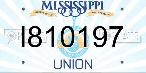 I810197 Mississippi License Plate