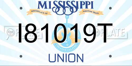I81019T Mississippi License Plate
