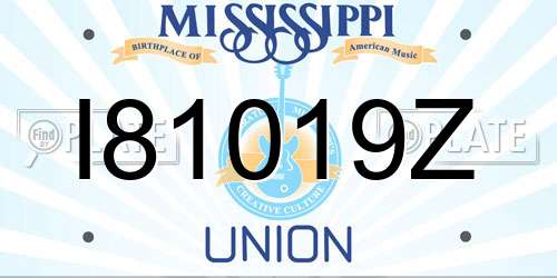 I81019Z Mississippi License Plate