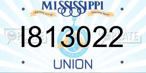 I813022 Mississippi License Plate