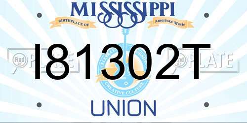 I81302T Mississippi License Plate