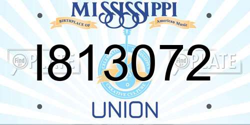 I813072 Mississippi License Plate