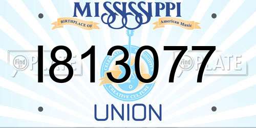 I813077 Mississippi License Plate