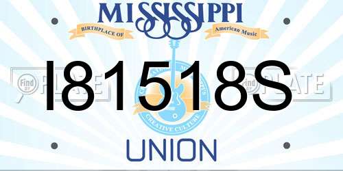 I81518S Mississippi License Plate