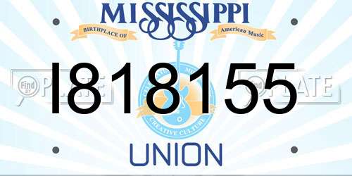 I818155 Mississippi License Plate