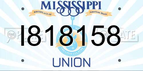 I818158 Mississippi License Plate