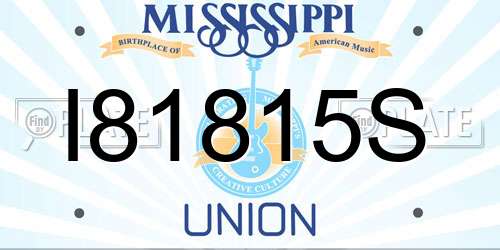 I81815S Mississippi License Plate