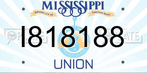I818188 Mississippi License Plate