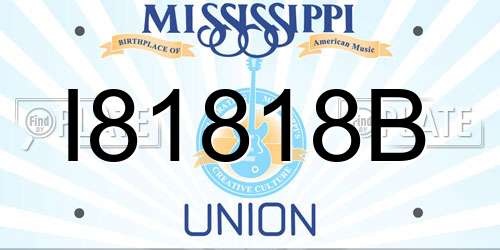 I81818B Mississippi License Plate