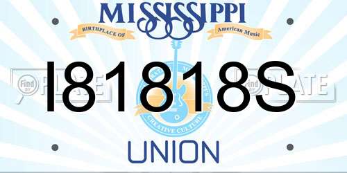 I81818S Mississippi License Plate
