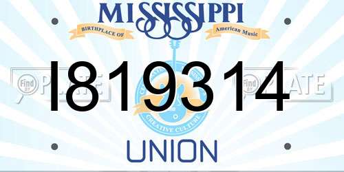 I819314 Mississippi License Plate