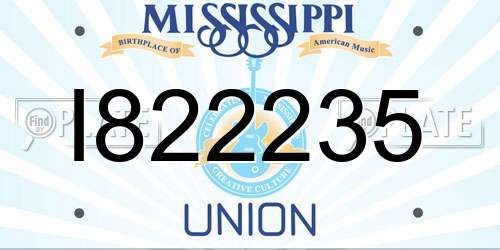 I822235 Mississippi License Plate