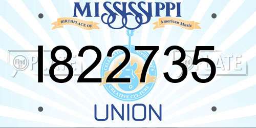 I822735 Mississippi License Plate