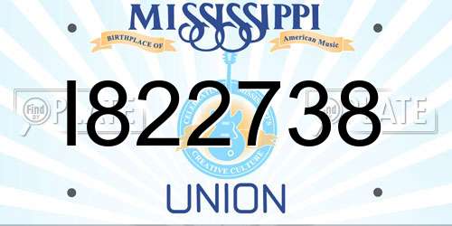 I822738 Mississippi License Plate