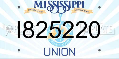 I825220 Mississippi License Plate