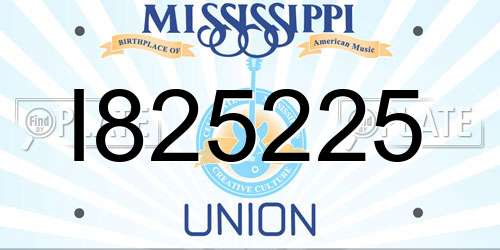 I825225 Mississippi License Plate