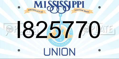 I825770 Mississippi License Plate