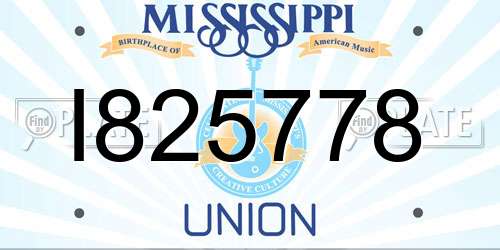 I825778 Mississippi License Plate