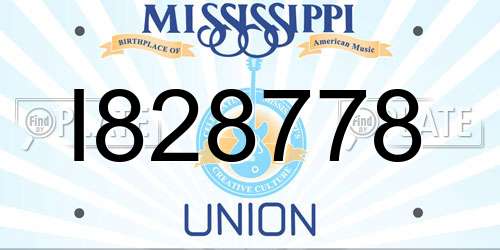 I828778 Mississippi License Plate
