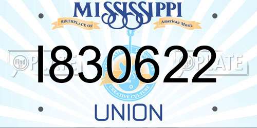 I830622 Mississippi License Plate