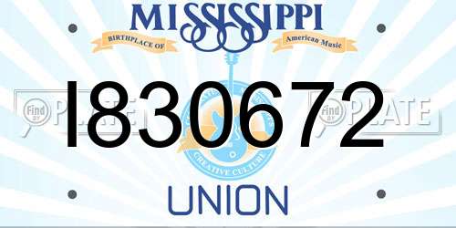 I830672 Mississippi License Plate