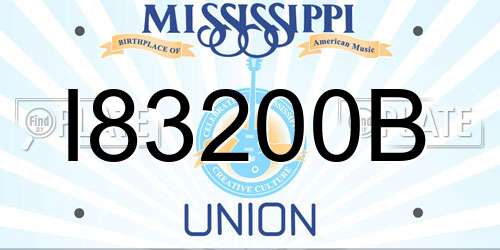 I83200B Mississippi License Plate