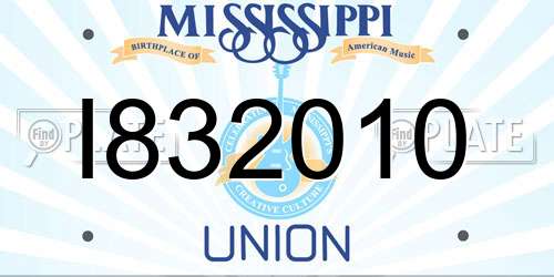 I832010 Mississippi License Plate