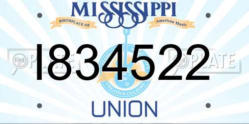 I834522 Mississippi License Plate