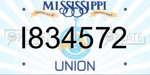 I834572 Mississippi License Plate