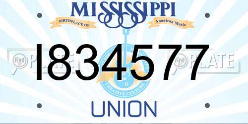 I834577 Mississippi License Plate