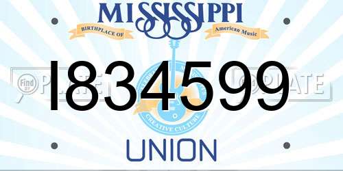 I834599 Mississippi License Plate