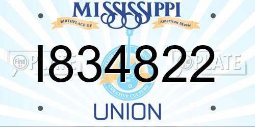 I834822 Mississippi License Plate